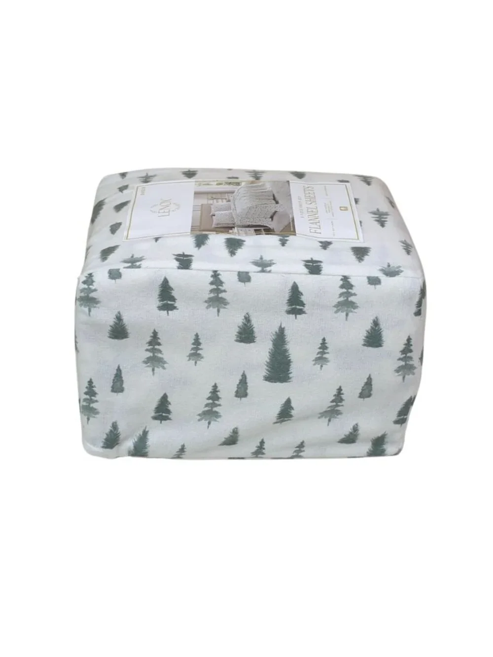 Lenox 6-Piece Queen Flannel Sheet Set Pine Trees Green 100% Cotton Warm & Cozy